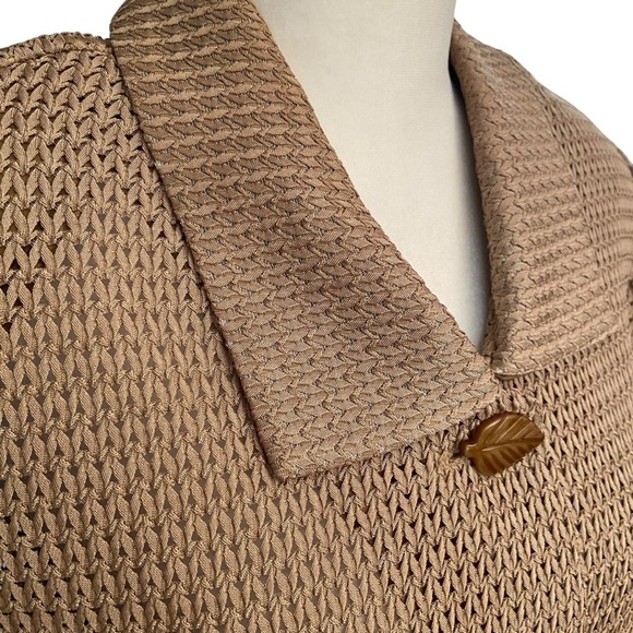 Lady Dorby Vintage Gold Knit Top Button Front Size L/XL Leaf Buttons Retro 80s - Picture 7 of 16